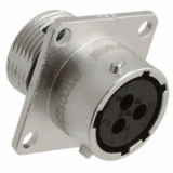 Receptacle, Size 12, RT00123SNH - ECOMATE, Square Flange Receptacle, Size 12, 3POS, Socket, End Cap